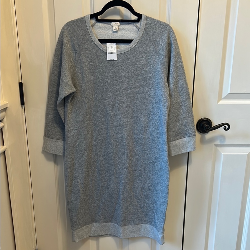 J Crew Gray Women's Fleece Lined Sweatshirt Dress